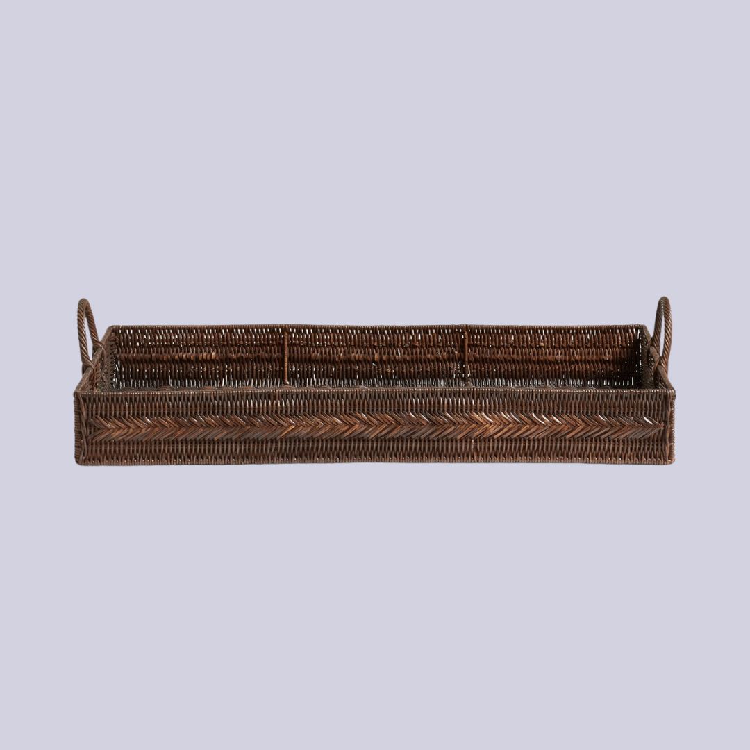 OKA, Yatana Rattan Ottoman Tray - Antique Brown