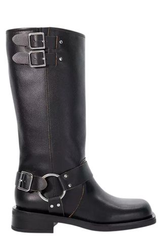 DuneTotoe Leather Buckle Detail Ankle Boots