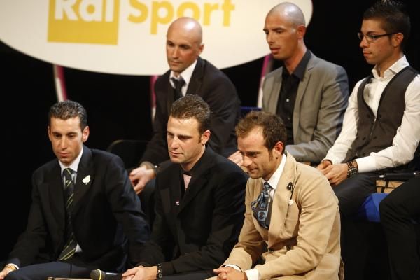 The main men. Stefano Garzelli, Alessandro Ballan, Giovanni Visconti, Vincenzo Nibali, Alessandro Petacchi and Michele Scarponi.