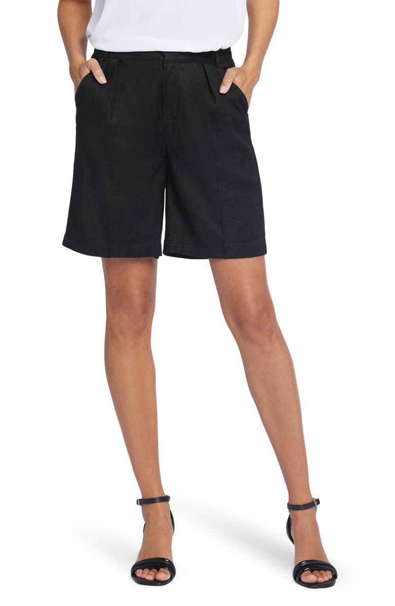 Relaxed Pleated Linen Blend Shorts