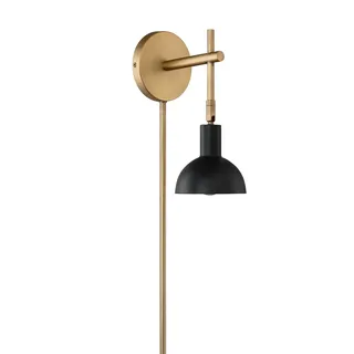 Plug-In Adjustable Metal Wall Light Black Brass