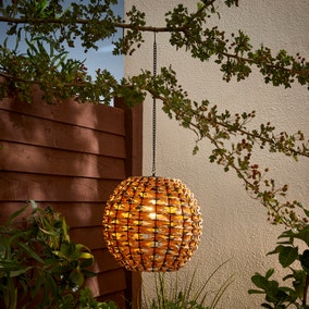 Rattan Led Solar Pendant Light