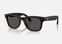 Ray-Ban meta glasses pictured against a blank background. 