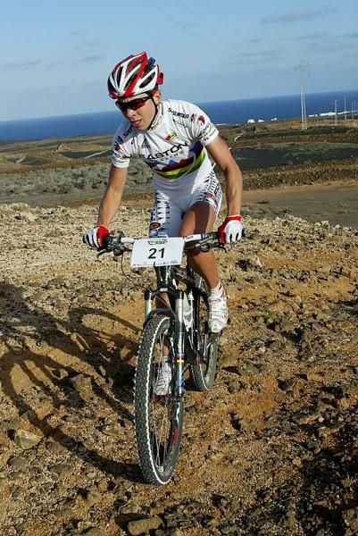 Annika Langvad leading the women's race