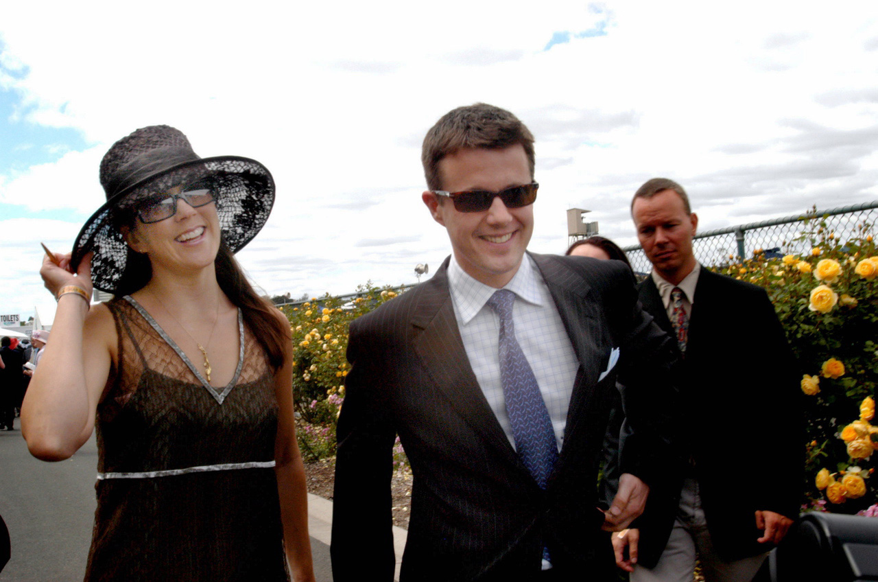 Prior to their marriage, Queen Mary and King Frederik of Denmark attend the Melbourne Cup 2002 in Australia