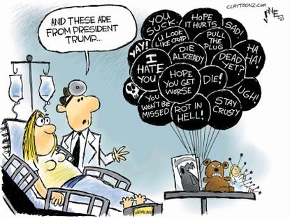 Political cartoon U.S. GOP health-care bill Trump insults