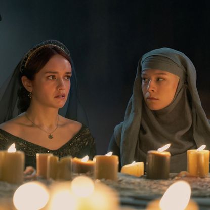 Olivia Cooke as Alicent Hightower and Emma D'Arcy as Rhaenyra Targaryen in 'House of the Dragon' season 2