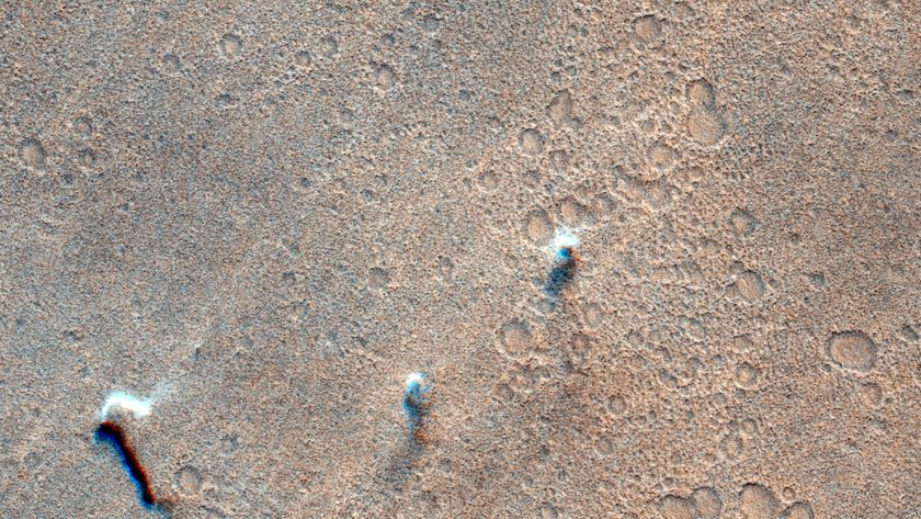 The Colour and Stereo Surface Imaging System camera on board the European Space Agency’s ExoMars Trace Gas Orbiter captured these three dust devils tracking across the Martian surface on Nov. 8, 2021.