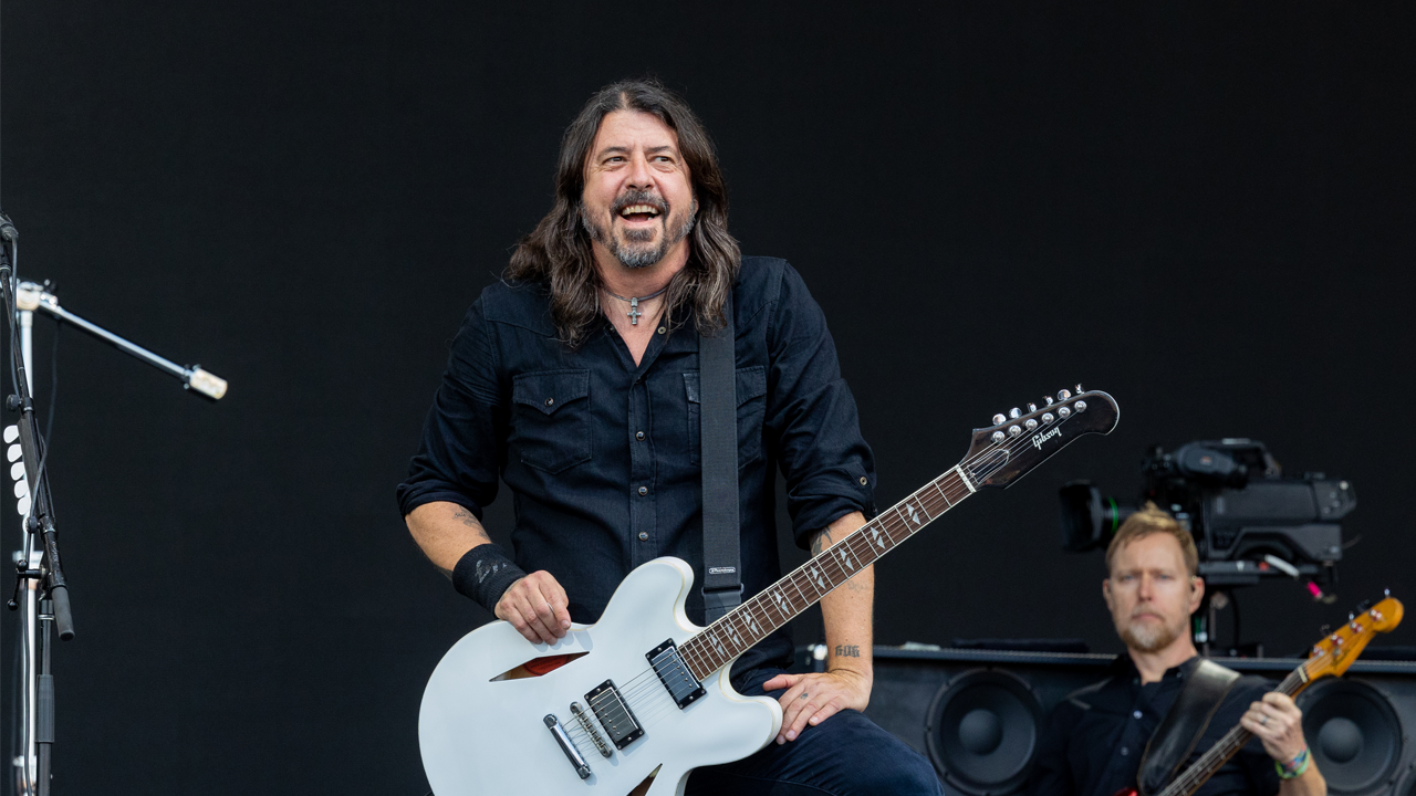 Dave Grohl smiling on stage