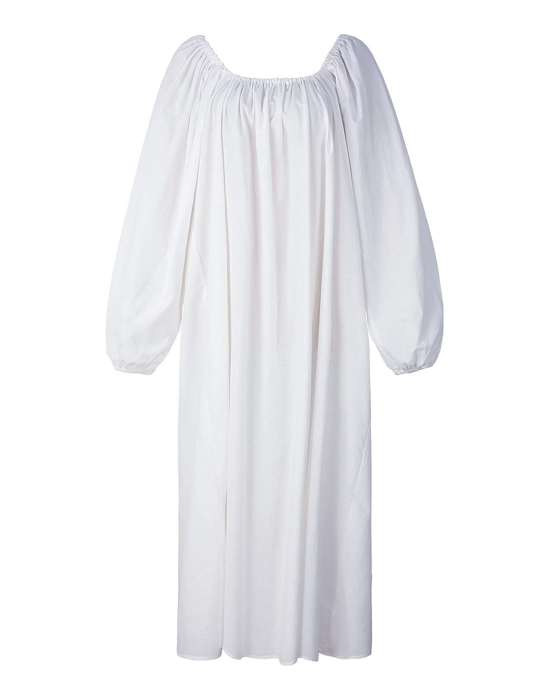 Reminisce Boutique, Long Chemise Renaissance Peasant Dress Ren Faire Blouse (white, S)