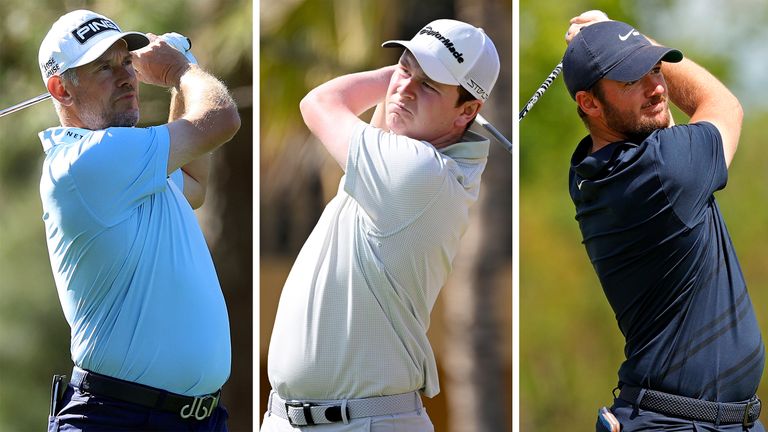 Three golfers pictured in a montage