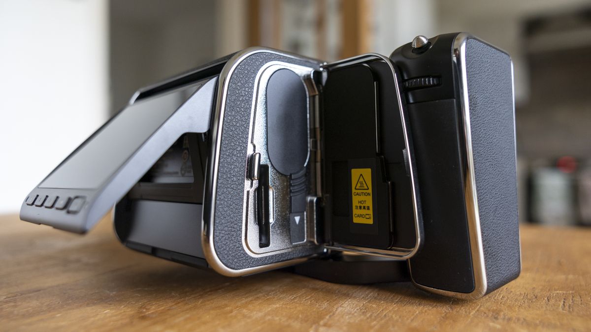The card and battery on the Hasselblad 907X CFV 100C