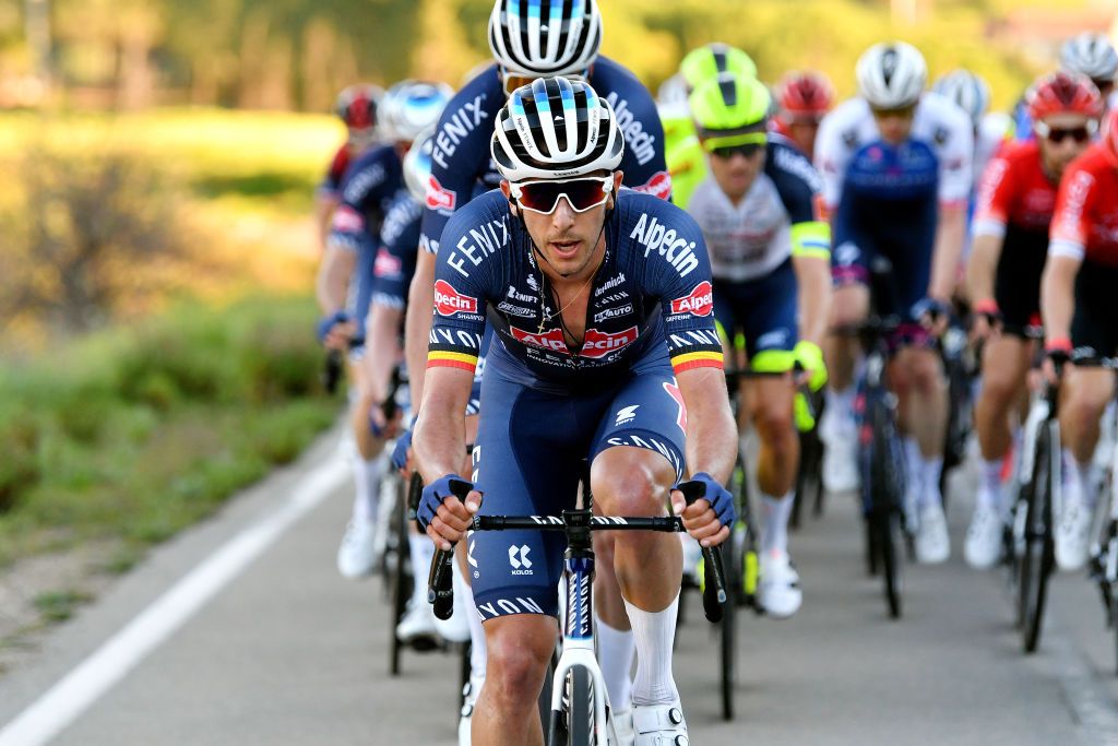 MONCHIQUE PORTUGAL FEBRUARY 17 Tim Merlier of Belgium and Team AlpecinFenix cmduring the 48th Volta Ao Algarve 2022 Stage 2 a 1824km stage from Albufeira to Alto Da Foia Monchique 890m VAlgarve2022 on February 17 2022 in Monchique Portugal Photo by Luc ClaessenGetty Images