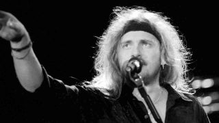 Lynyrd Skynyrd singer Johnny Van Zant performing onstage in 1987