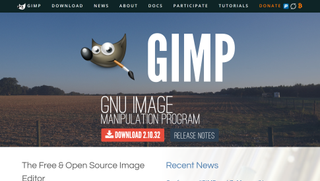 Website screenshot of GIMP GNU Image Manipulation