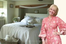 A comp image of a bedroom with an insert of Clodagh McKenna (R)