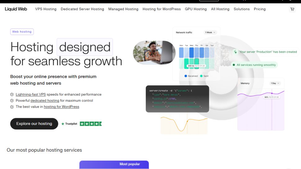 Website screenshot of Liquid Web VPS (September, 2025)