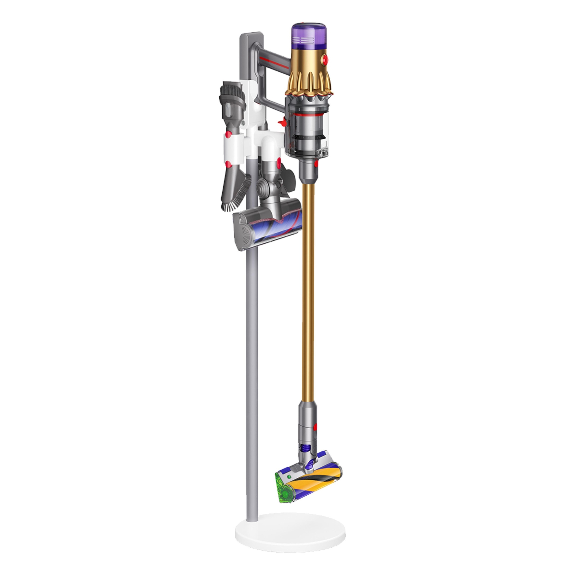 Dyson Floor Dok with vacuum and attachments mounted.