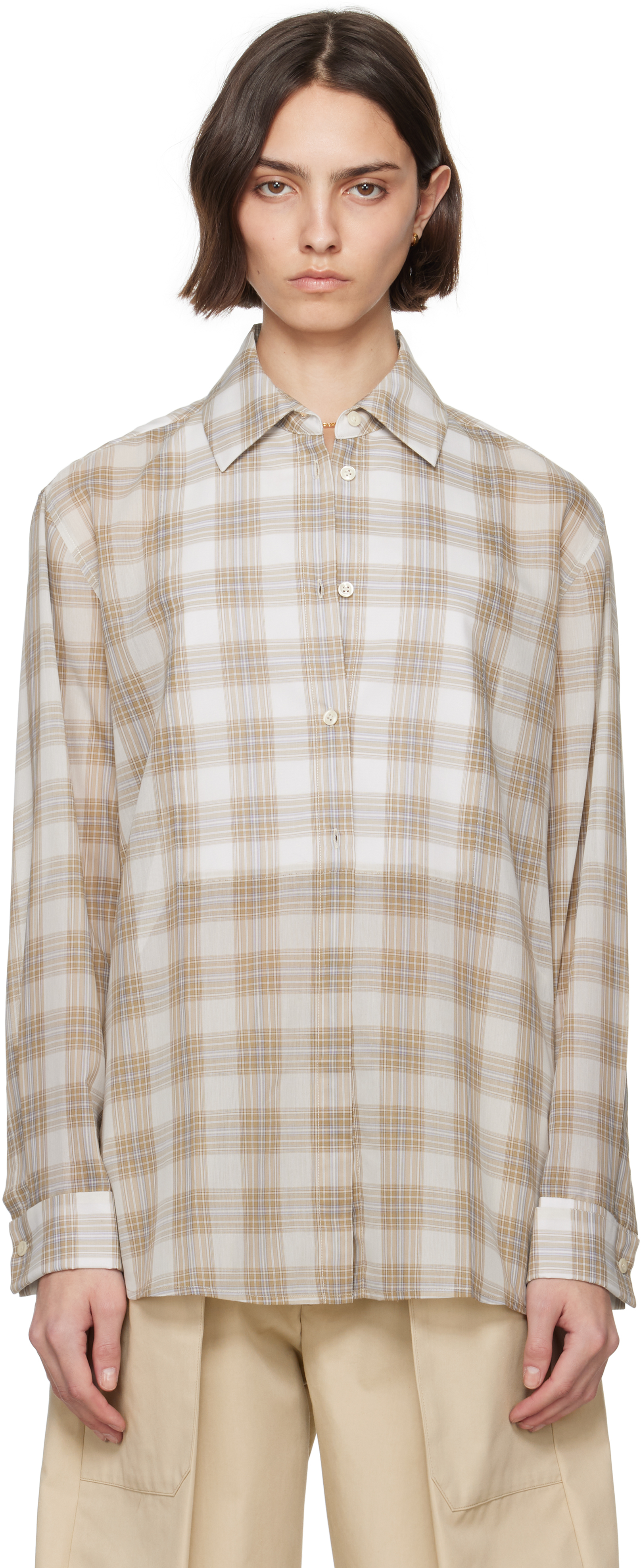 Beige Chloé Bib Button Down Shirt