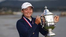 Alisen Corpuz with the US Women's Open trophy