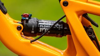 Close up of Fox Float shock on mountain bike