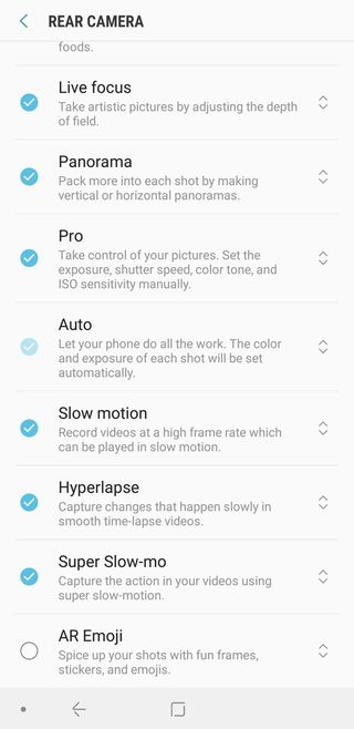 Galaxy Note 9 camera shooting modes