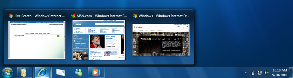 Taskbar preview