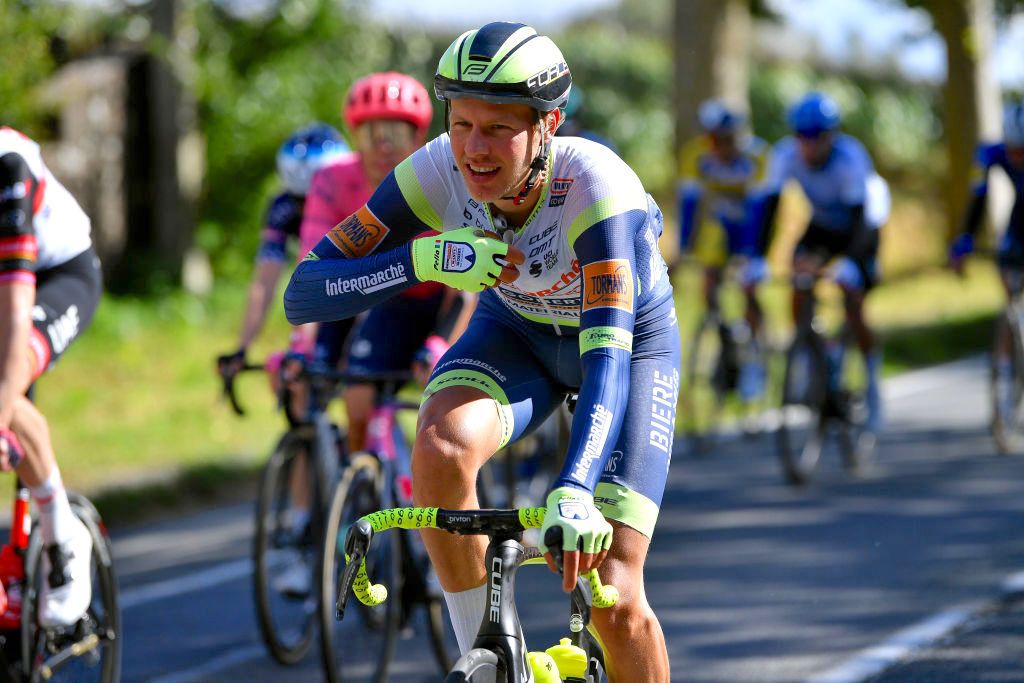 TOURNAI, BELGIUM - SEPTEMBER 29: Taco Van Der Hoorn of Netherlands and Team Intermarch&Atilde;&copy; - Wanty - Gobert Mat&Atilde;&copy;riaux competes during the 80th Eurom&Atilde;&copy;tropole Tour 2021 a 177,6km race from La Louvi&Atilde;&uml;re to Tournai / @Eurometrotour / on September 29, 2021 in Tournai, Belgium. (Photo by Luc Claessen/Getty Images)