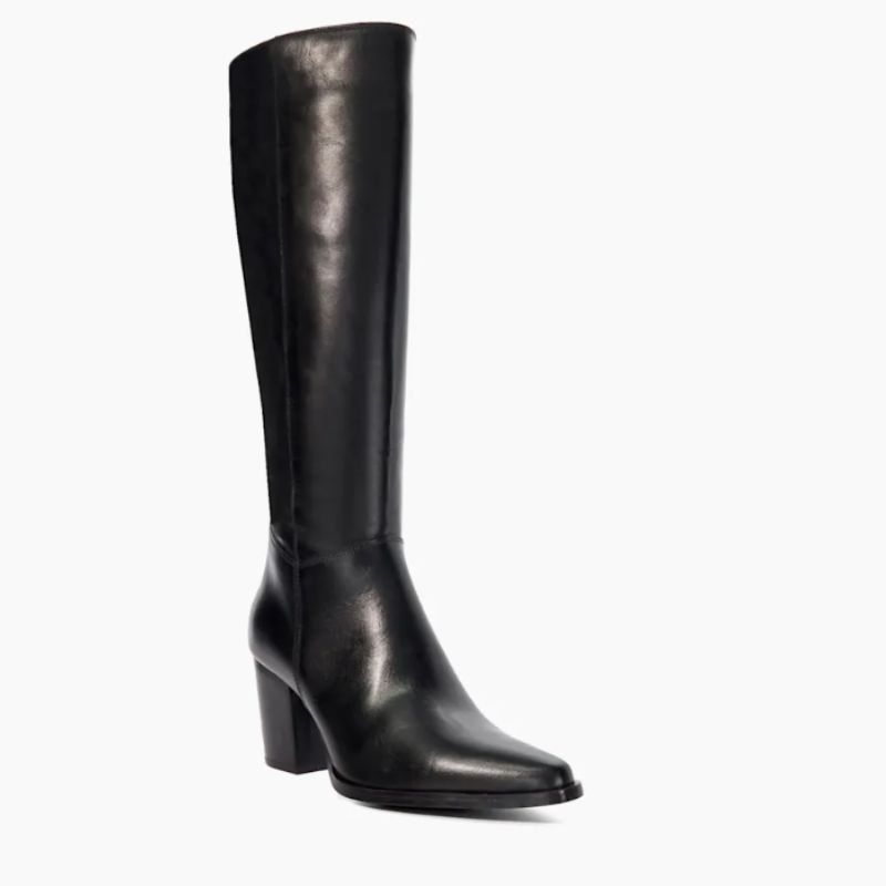black leather knee-high boots