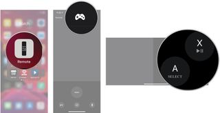 Open Remote app, tap game controller icon, use on-screen buttons
