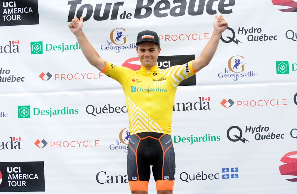 Alexander Cowan in yellow at Tour de Beauce
