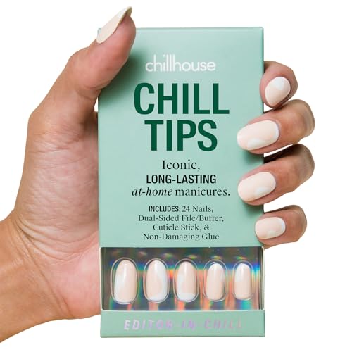 Chillhouse - Chill Tips, Press on Nails Kit - Editor in Chill (oval) - 24 Nail Shapes 
Sizes - Up to 3 Weeks of Wear - Customizable Fit - Reusable - Latina Founded 
Women Owned - Beauty 
Self Care