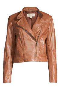 MICHAEL Michael Kors Cropped Leather Jacket,