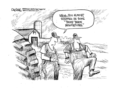 Political Cartoon U.S. Trump Trade Negotiations Farmers