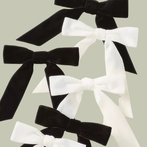 Anthropologie, Velvet Bow Clip-On Ornaments, Set of 6