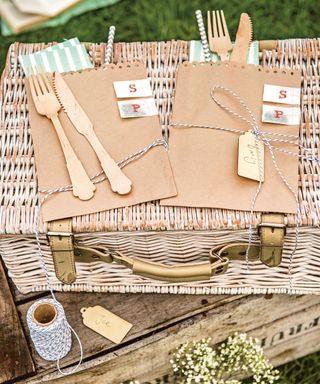 picnic basket and cutlery
