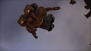 Space marines with jetpacks leap out of their craft like badasses