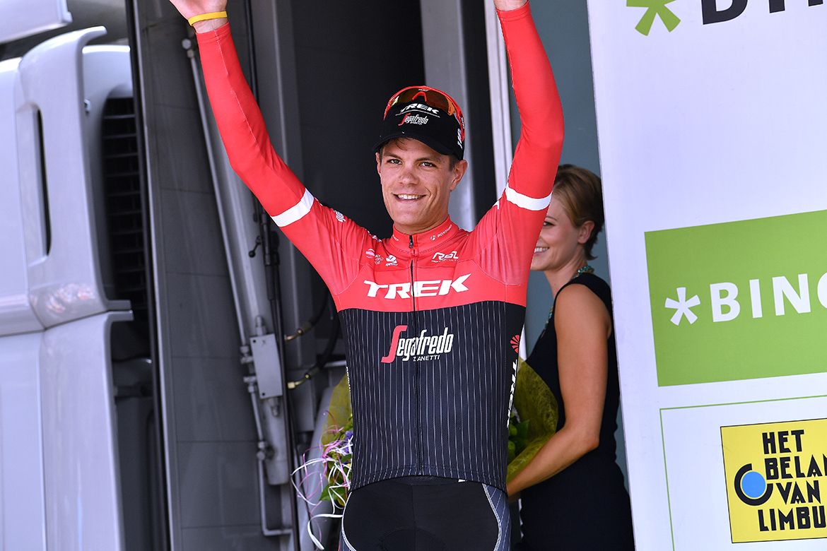 Jasper Stuyven after his stage 7 victory at the BinckBank Tour