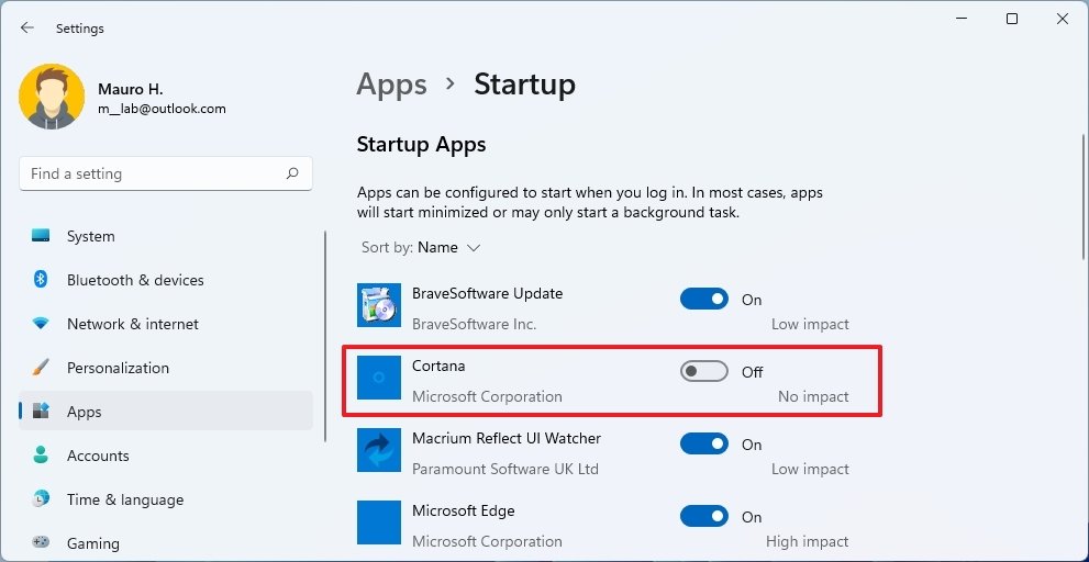 Disable Startup apps