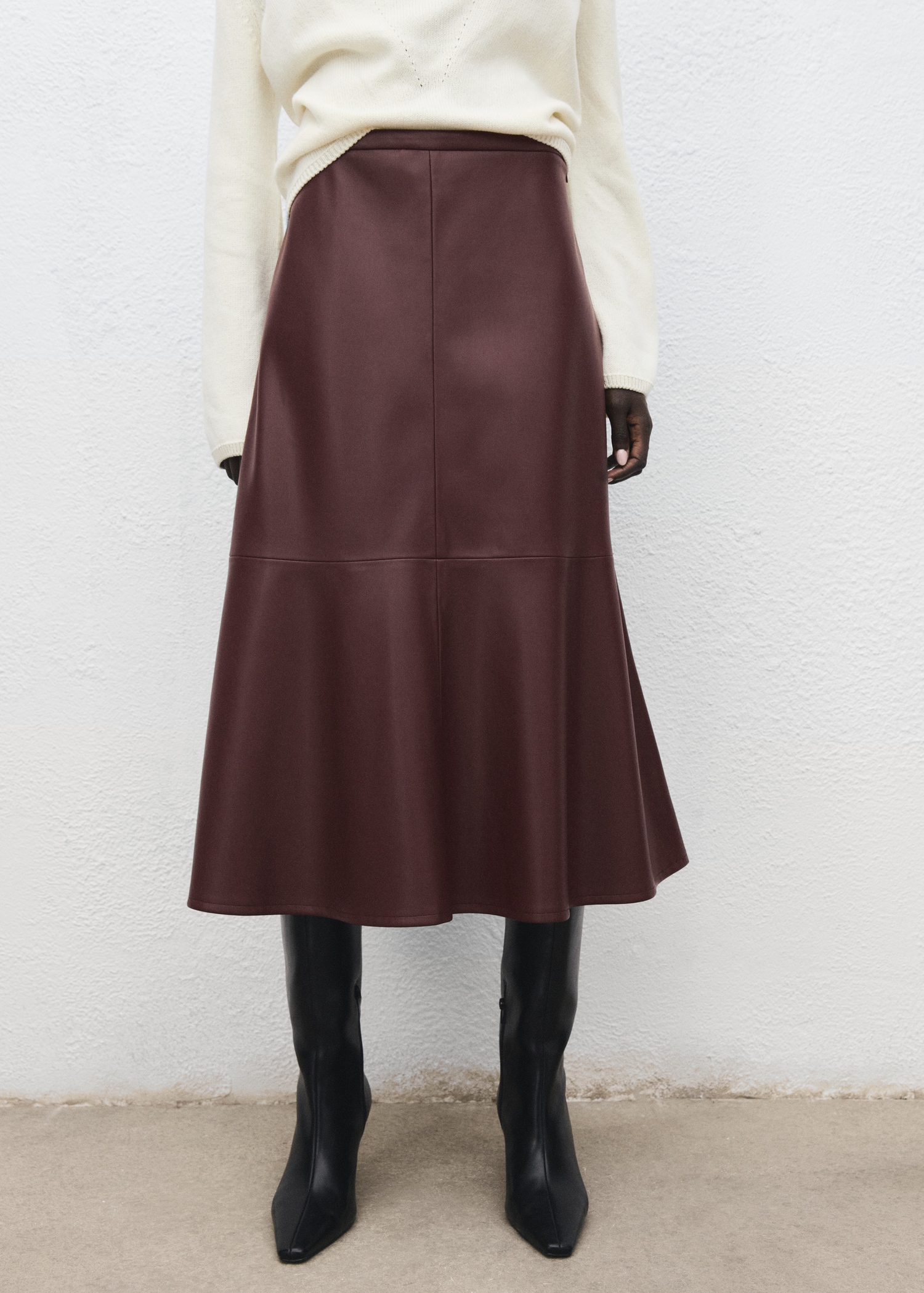 Leather-Effect Midi-Skirt - Women | Mango United Kingdom