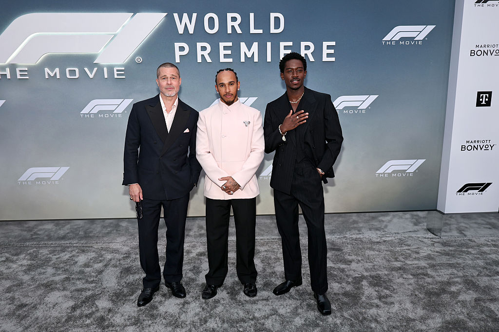 Brad Pitt, Lewis Hamilton, and Damson Idris attend the World Premiere of F1&amp;reg; The Movie in Times Square