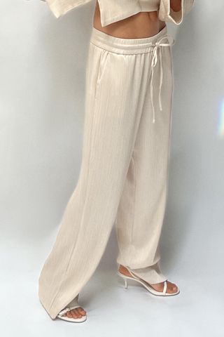 Wrinkled Effect Wide Leg Pants