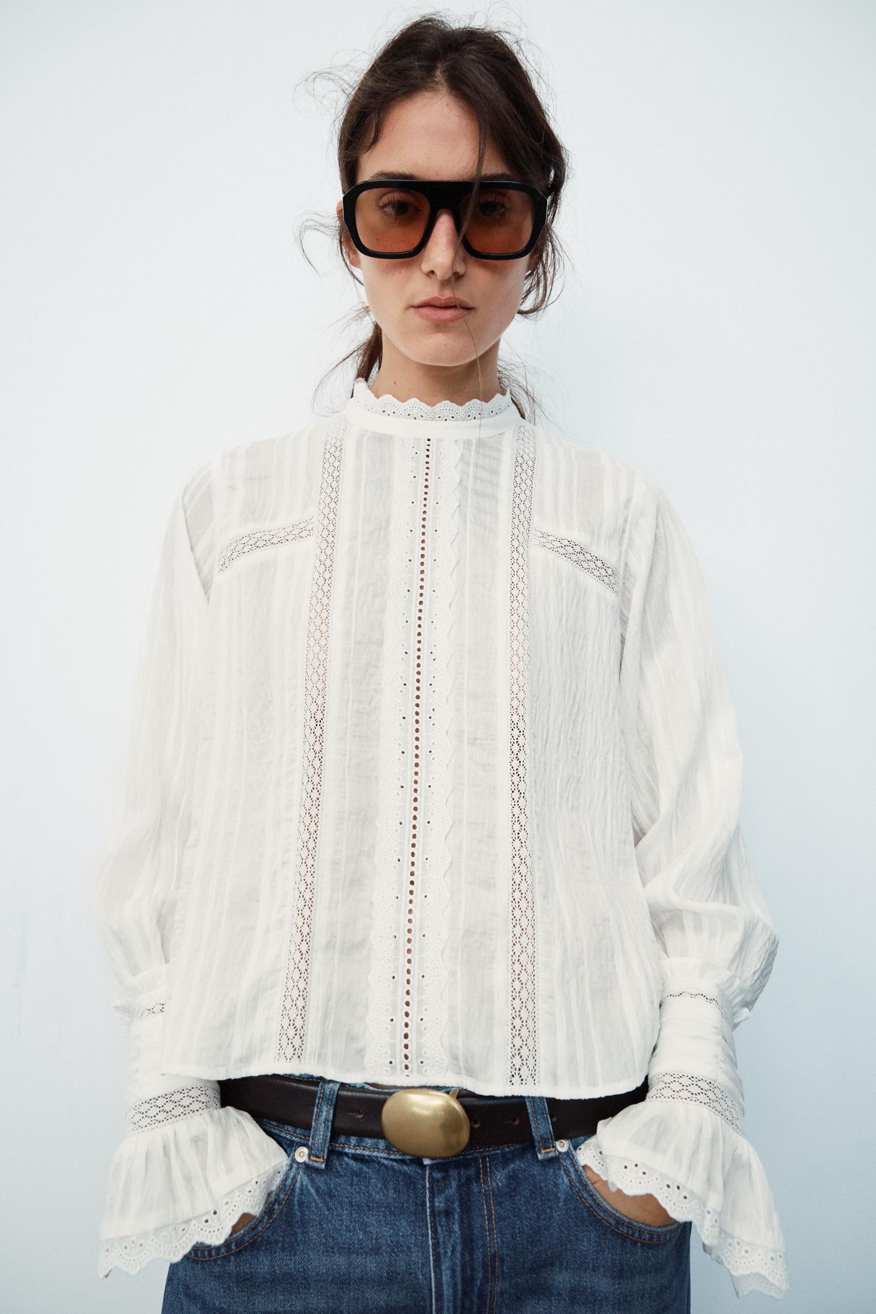 Romantic Embroidered Blouse - Ecru - Xs