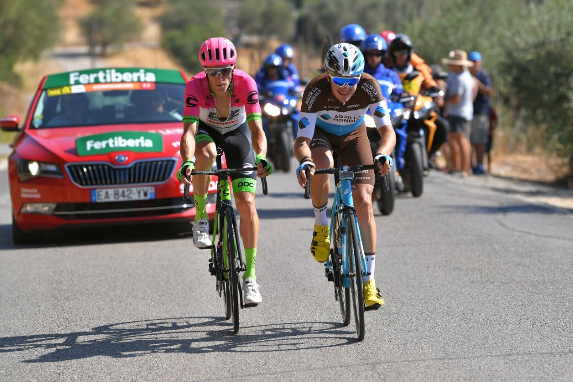 Alexis Gougeard and Pierre Rolland were the last of the breakaway