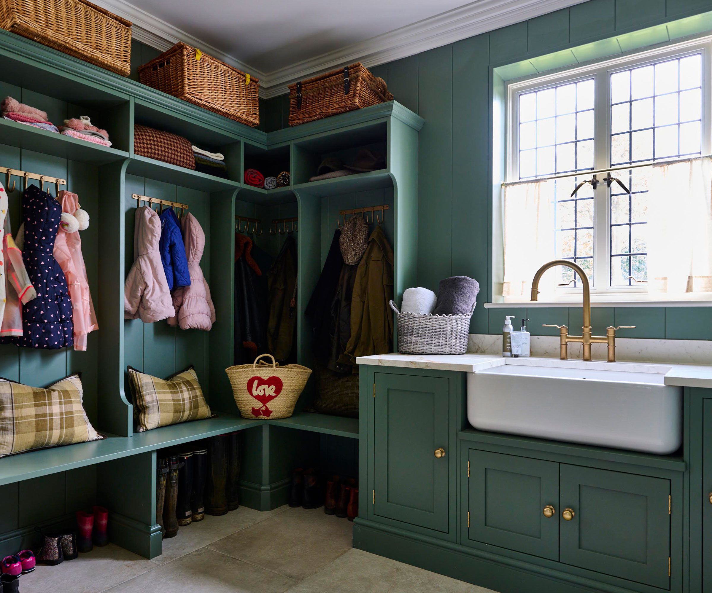 dark green bootility room