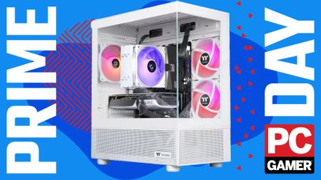 The Thermaltake LCGS NE i1470-V170S Gaming Desktop floats in the funky PC G Prime Day deal void.