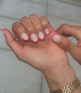 Hot pink French manicure