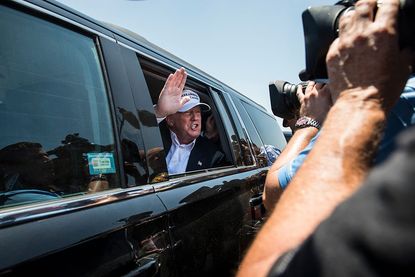 Cameras were blocked from seeing Donald Trump depart by Secret Service. 