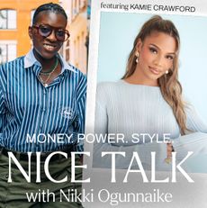 A photo of Nikki Ogunnaike with an inset photo of Kamie Crawford and text reading "Money. Power. Style. Nice Talk with Nikki Ogunnaike"