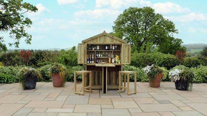 Zest timber outdoor bar and stools